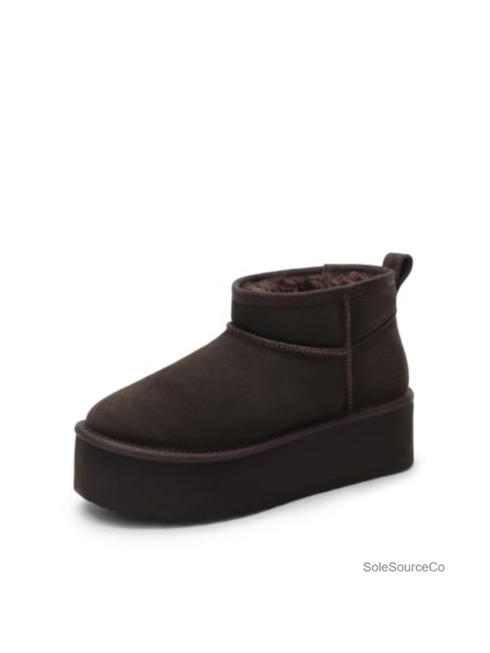 Women's Fuzzy Lined Ankle Boots, Suede Winter Platform Booties, Water Repellent